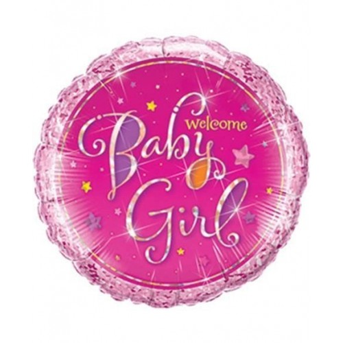 $D GLOBO 9" PALO FOIL WELCOME BABY GIRL