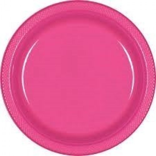 $ 20 PLATOS PLASTICO ROSA FUER17,78CM