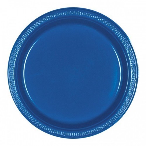 $ 20 PLATOS PLASTICO AZUL 17,78CM