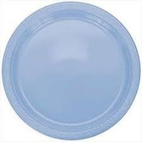 $  20 PLATOS PLASTICO CELESTE 26CM