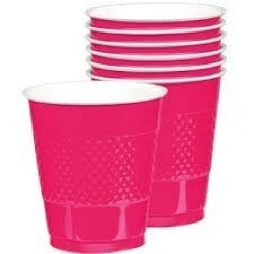 PAQ.20/U VASO PLASTICO ROSA 355ML