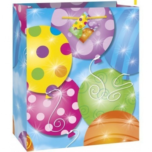 BOLSA REGALO MEDIANA GLOBOS CUMPLEAÑOS