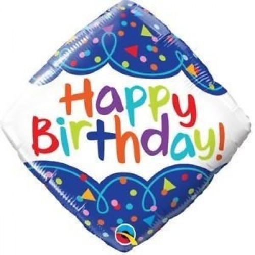$D GLOBO 18" FOIL ROMBO BIRTHDAY