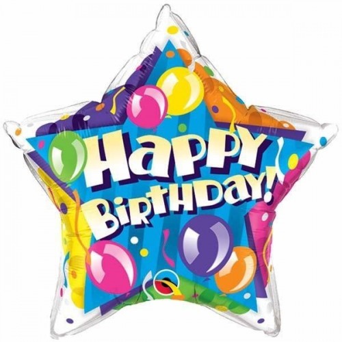 $D GLOBO 20" FOIL FORMA ESTRELLA BIRTHDA