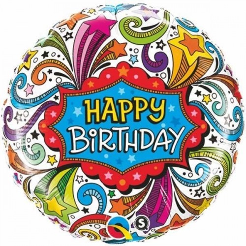 $D GLOBO 18" FOIL RND GROOVY BIRTHDAY