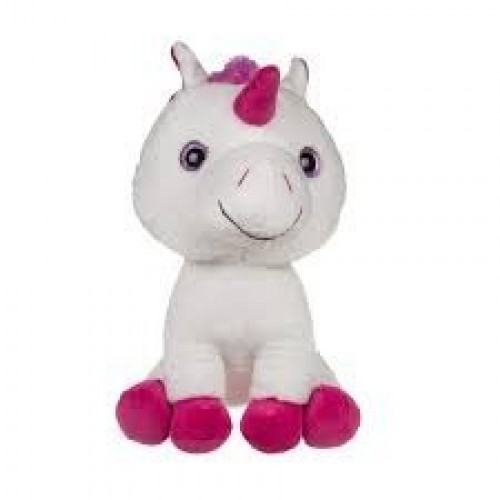 PELUCHE UNICORNIO BLANCO/FUCSIA 15CM