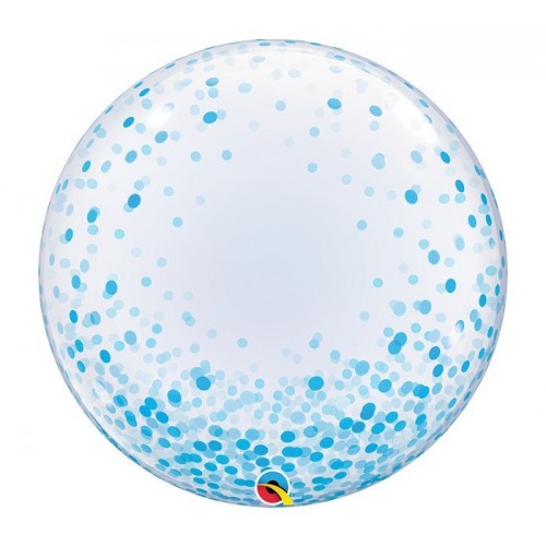 GLOBO 24" BURBUJA CONFETI AZUL