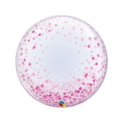 GLOBO 24" BURBUJA CONFETI ROSA