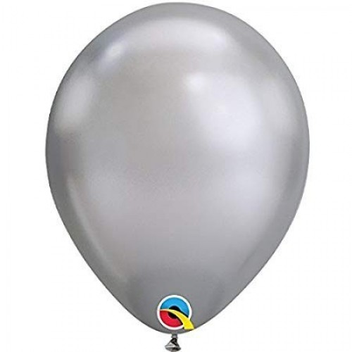   100 GLOBOS 11" LATEX CHROME PLATA