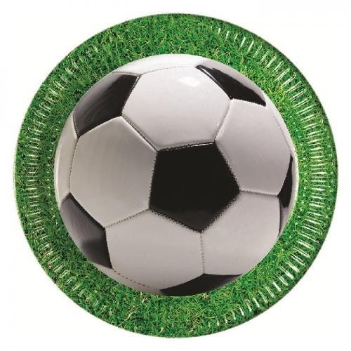  8 PLATOS CARTON FUTBOL CESPED 23CM