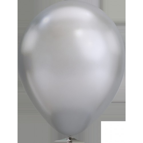   25 GLOBOS 11" LATEX CRHOME PLATA