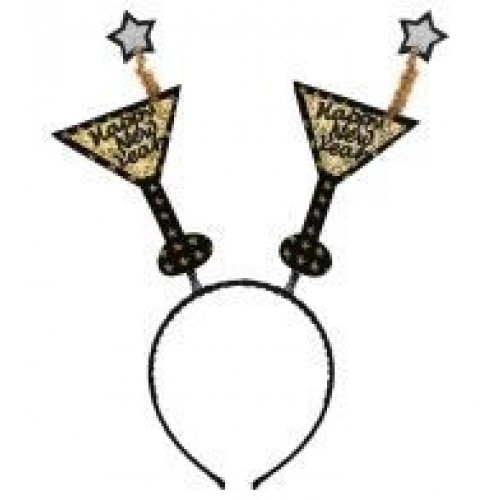 DIADEMA CON ANTENAS COPAS HAPPY NEW YEAR