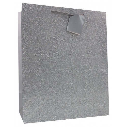   BOLSA REG GDE GLITTER PLATA27X33CM