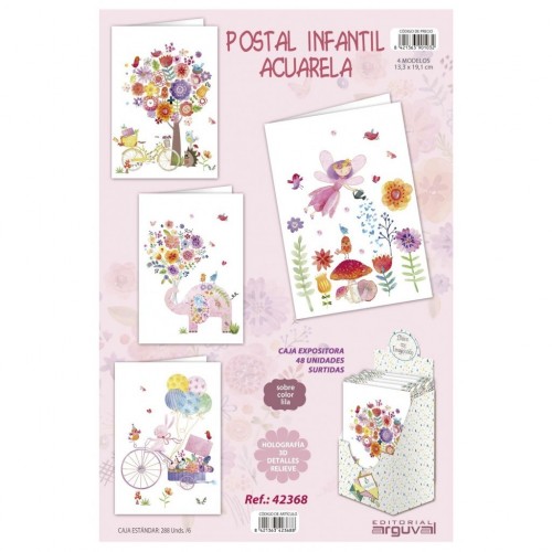 $D TARJETA INFANTIL ACUARELA 