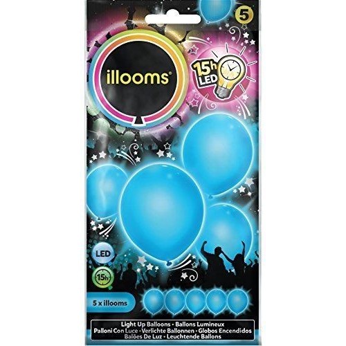 5 GLOBOS AZUL CON LED 15H