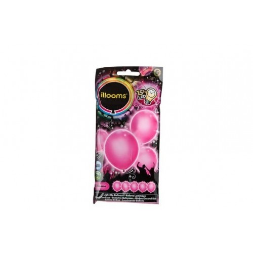   5 GLOBOS ROSA CON LED 15H