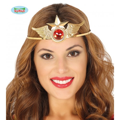 DIADEMA METAL ORO SUPER HEROINA
