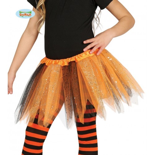 TUTU INFANTIL  NARANJA/NEGRO GLITTER