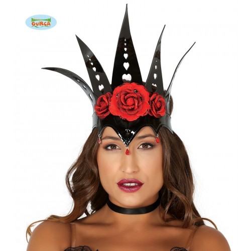 $D CORONA NEGRA CON ROSAS ROJA REINA