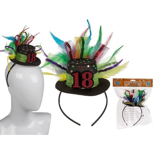 DIADEMA MINI GORRO PLUMA 18 CUMPLEAÑOS
