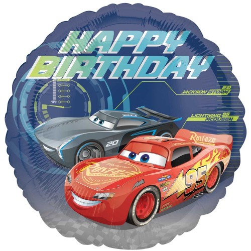 GLOBO 18" FOIL RND H.BDAY CARS 3