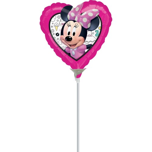 $D  GLOBO 9" PALO FOIL CORAZON MINNI