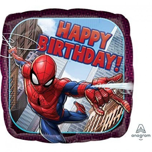 GLOBO 18" FOIL CUADR. BDAY SPIDERMAN