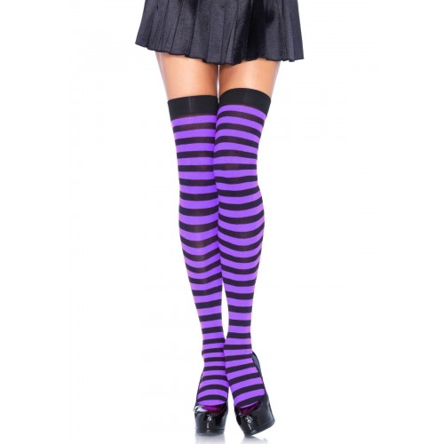 MEDIAS ADULTO T-UNICA RAYA NEGRO/LILA