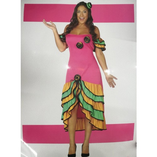 $D DISFRAZ T-L CUBANA VESTIDO ROSA