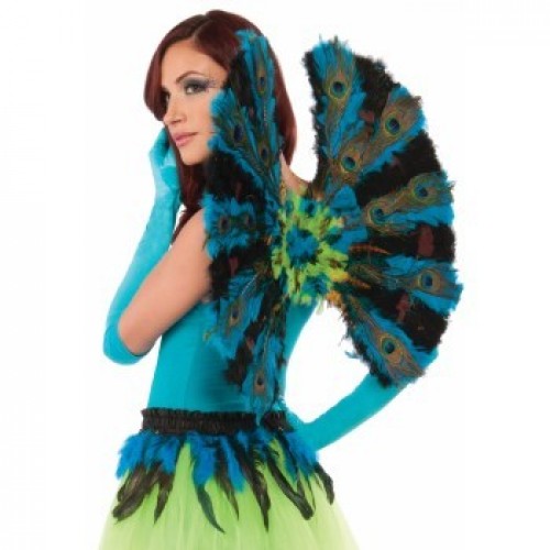 ALAS PLUMAS PAVO REAL AZUL 60X35CM
