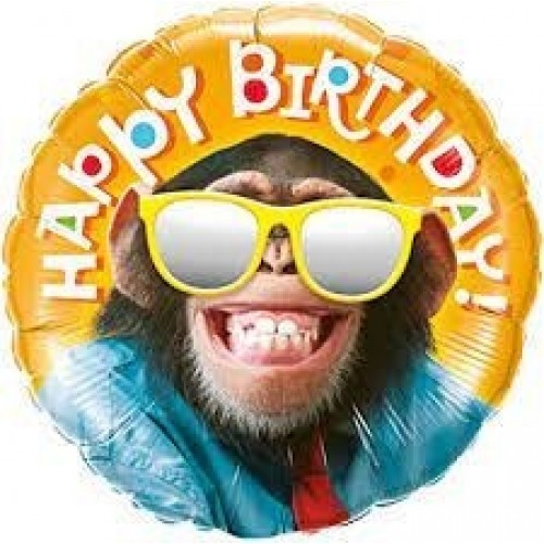 GLOBO 18" HAPPY BDAY CHIMPACE SONRIENDO