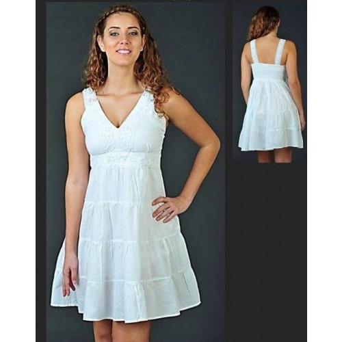   VESTIDO T-U  CORTO BLANCO INDIANO