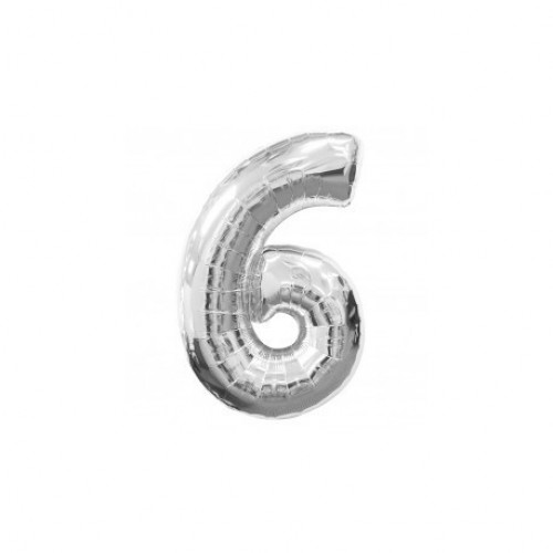 $E GLOBO 34" FOIL FORMA N6 METAL PLATA