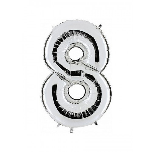 $E GLOBO 34" FOIL FORMA N8 METAL PLATA