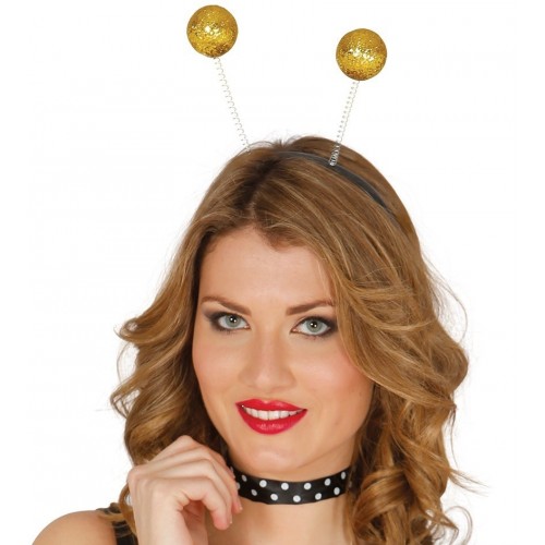   DIADEMA BOLAS ESCARCHA ORO