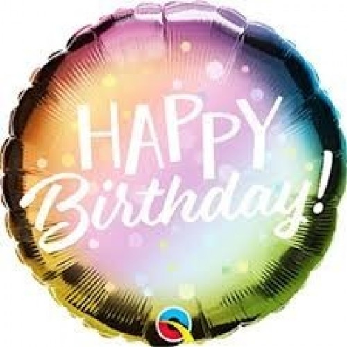 GLOBO 18" FOIL RND ARCOIRIS BIRTHDAY