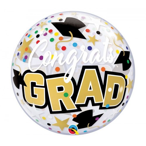 GLOBO 22" BURBUJA GRADUATION CONFETI