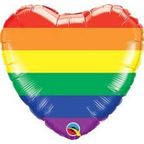 GLOBO 18" FOIL  CORAZON ARCO IRIS