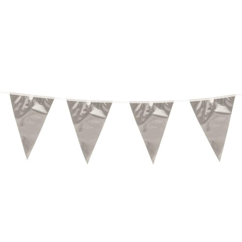  BANDERIN TRIANGULO METAL PLATA 10MT