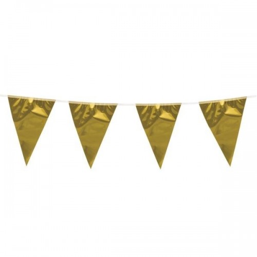  BANDERIN TRIANGULO METAL ORO 10MT