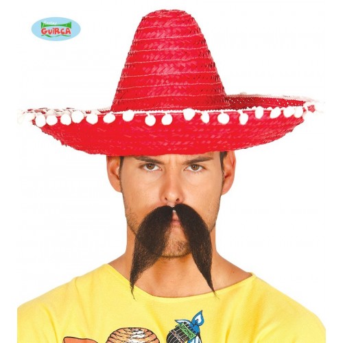 SOMBRERO ADULTO MEXICANO PAJA ROJO 45C