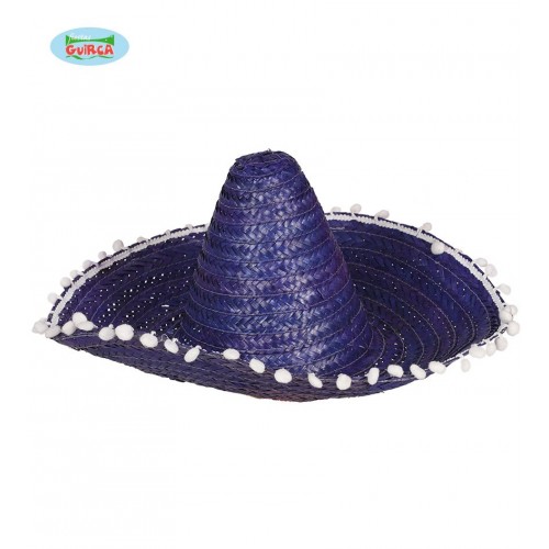 SOMBRERO ADULTO MEXICANO PAJA AZUL 50C