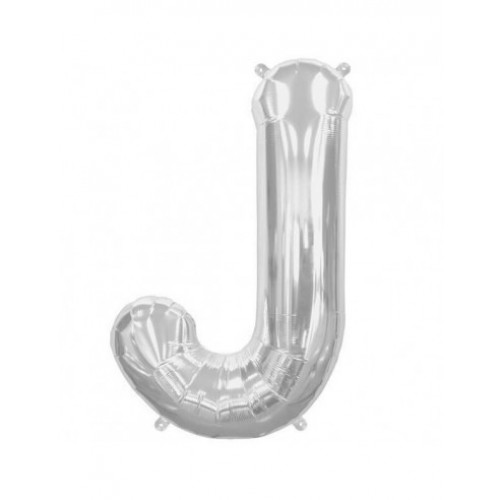 $ GLOBO 34" FOIL LETRA J METAL PLATA