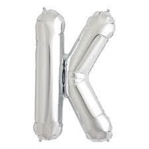 $ GLOBO 34" FOIL LETRA K METAL PLATA