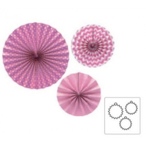 3 COLGANTES ABANICO TONO ROSA/BLANCO