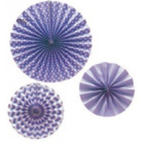 3 COLGANTES ABANICOS TONO LILA/BLANCO
