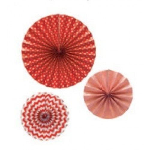 SET 3 ABANICO TONO ROJO/BLANCO