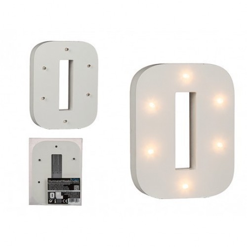 $ NUMERO 0 MADERA ILUMINADA 6LED 16CM