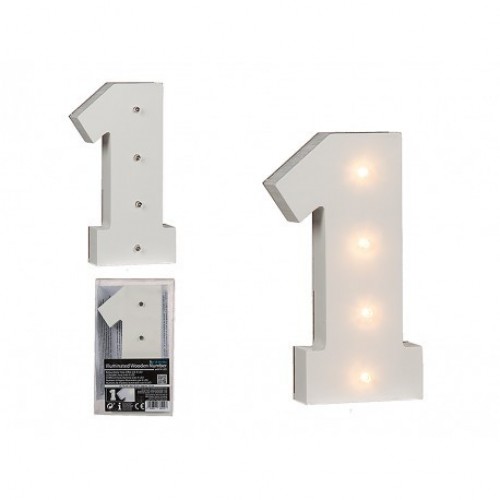 $ NUMERO 1 MADERA ILUMINADA 4LED 16CM
