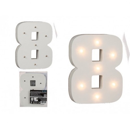 $ NUMERO 8 MADERA ILUMINADA 7LED 16CM